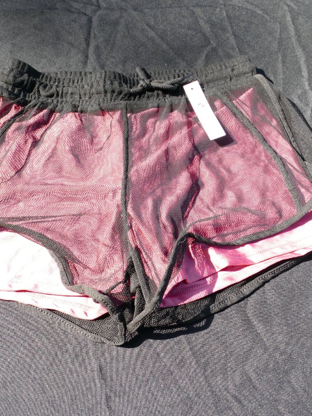 Unisex Sexy Salmon Spandex Shorts With Mesh size M